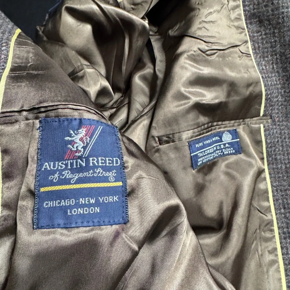 Austin Reed Regent Street Mens‎ 42L Brown Blazer Elbow Patches Tailored USA